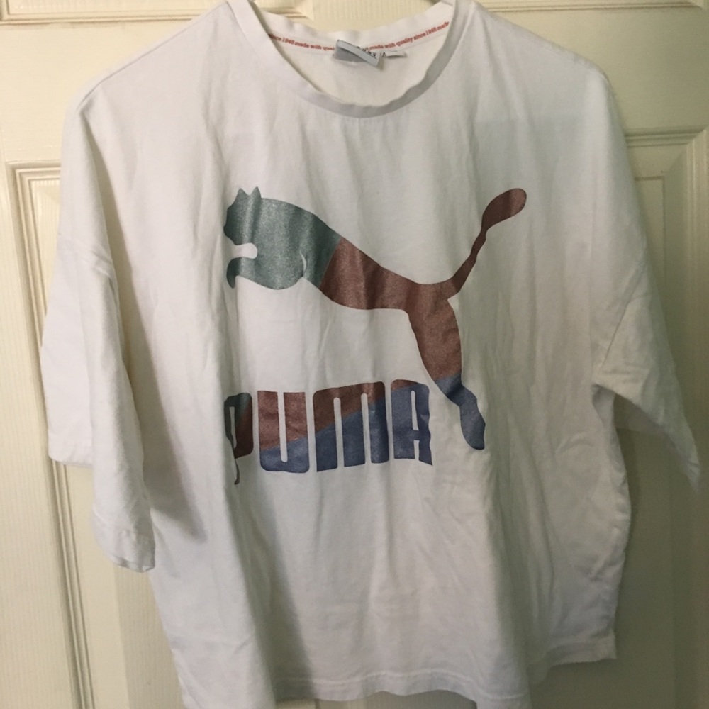 White puma crop top
